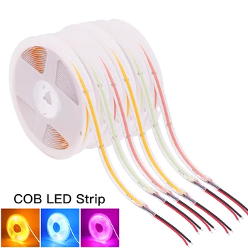 12V 24V COB LED Strip Light 320 Светодиоди с Висока Плътност Гъвкави COB LED Лента Тела RA90 Dimmable FOB Ribbon Линейно Осветление