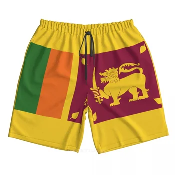 2023 Годишният полиестер, флаг на страната, Шри-ЛАНКА, мъжки къси панталони с 3D принтом, плажни летни панталони за джогинг с джобове