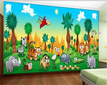 beibehang Тапет на стената, 3D стикер на стената, фотообои с участието на горски животни, тапети за домашен интериор за детска стая