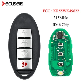 Ecusells FCC: KR55WK49622 Умно Дистанционно Ключодържател 4 Бутона 315 Mhz ID46 Чип за Infiniti A50L QX50 FX35 Q70L QX60 FX25 Q60 09-13