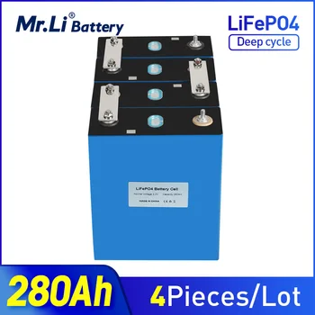 Mr.Li 3.2 В 280Ah Lifepo4 акумулаторна батерия 4 бр. Акумулаторна 24 В Система за съхранение на слънчева енергия UPS Хранене на ЕС, САЩ, без ДАНЪЦИ
