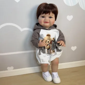 NPK 22 инча, реалистична силиконова vinyl кукла-реборн за цялото тяло, кукла-реборн за новородено, кукла за момчета, 3D кожа, висококачествен подарък