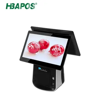 Pos-машина с принтер 15,6-инчов тенис на Pos-компютър с плосък сензорен екран, за супермаркет