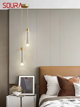 SOURA Модерен златен led окачен лампа в 3 цвята, обикновен творчески декоративен месинг окачен лампа за дома, спални