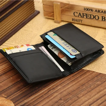 THINKTHENDO, портфейл за кредитни карти, RFID-портфейл, мъжки малка двойна портфейл от изкуствена кожа, джобни пари, ID, държач за кредитни карти