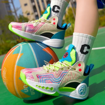 Детски баскетболни обувки, нова детски обувки, спортни обувки за младежки отдих, градинска устойчива на плъзгане, баскетбол, спортни обувки за момчета, размер