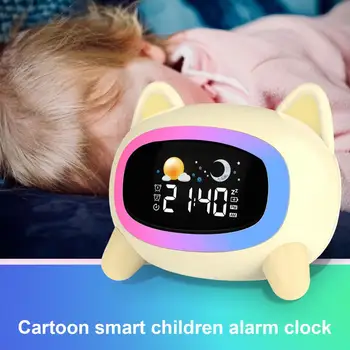 Дигитален Будилник с двойно синхронизация, нежна нощна светлина, която се презарежда cartoony симулатор за сън деца, интелигентни настолни часовници, Аксесоари за общежития