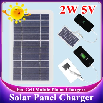 Зарядно устройство за соларни панели с капацитет 5 В 2 W 400 ma Водоустойчив слънчева система за зарядни устройства за мобилни телефони Power Bank Аксесоари за къмпинг