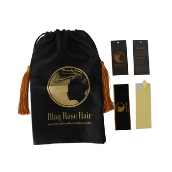 Индивидуален лого, комплект за удължаване на косата, дева, етикети от самозалепваща опаковъчна хартия, сатенени дамски чанти, комплекти за етикети с цени