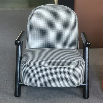 Италиански минималистични диван-стол за един човек, скандинавски стол за почивка от масивно дърво, дизайнер на хотелския модел стаи Qianniao grid single perso
