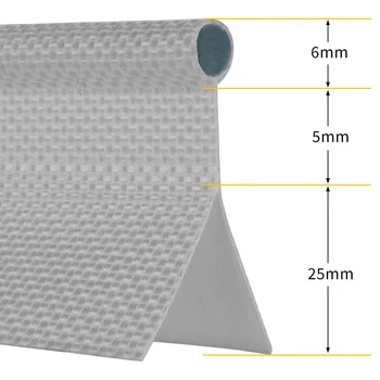 Кантовка за тента 6 мм с двоен капак от сив PVC със сърцевина Keder за къмпинг/на палатки/шатри/шатри