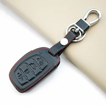Ключодържател от естествена кожа с 4 Бутона Smart Key Case Калъф За Hyundai IX25/IX35/Elantra/Sonata/I40 Автомобилен Стайлинг
