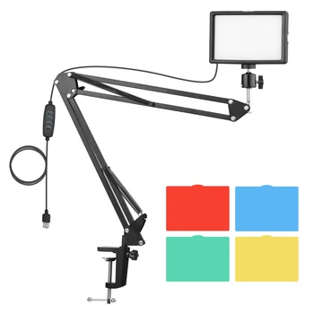 Комплект осветление за фотография, тенис на USB-комплект за видеоосвещения със светлинна поставка, цветни филтри с топка винт за онлайн обучение на живо