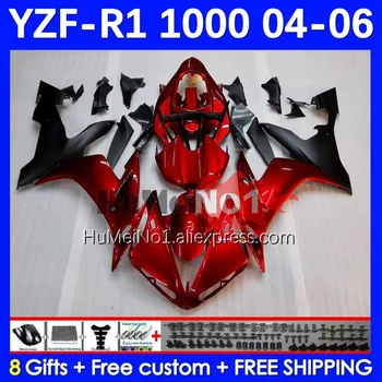 Корпус за YAMAHA YZF R 1 1000 cc Перлено червен YZF-1000 YZF1000 9No.2 1000CC YZF R1 YZF-R1 YZFR1 2004 2005 2006 04 05 06 Обтекател