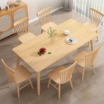 Минималистичен маса за Хранене в скандинавски стил, Дървени Игри, Работно маса за закуска, Правоъгълен дизайн, Многопластова Кухненски Мебели