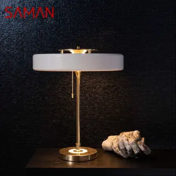 Модерна настолна лампа SAMAN, led Реколта Креативна Проста бяла Нощна лампа за дома хол Спалня