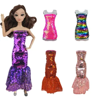 Най-новото рокля, модни и ежедневни дрехи, пола с пайети ръчно изработени, подходящи за кукли Барби дължина от 30 см, аксесоари за кукли, подарък 
