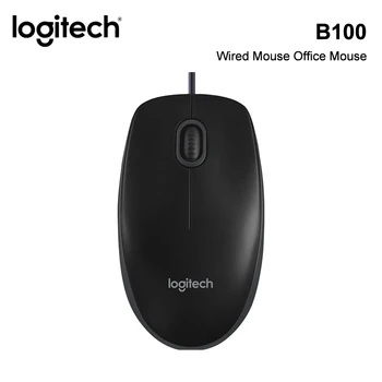 Оптична проводна мишка Logitech В100 с висока разделителна способност 1000 dpi, оптична мишка за проследяване за офис компютри