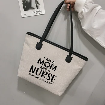 Подарък за мама, работна чанта за медицински сестри, дамски холщовая плажна чанта, със забавна принтом, чанта