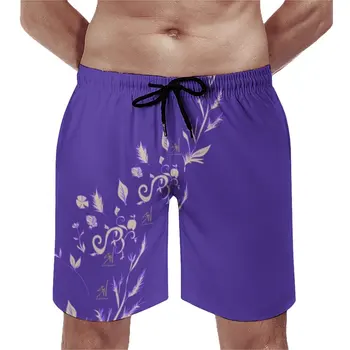 Реколта шорти лавандула цвят, лилаво цвете шорти Dilly Sicat, ежедневни, плажни къси панталони, мъжки дизайнерски спортни Удобни топене