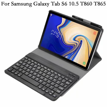 Сплит Безжична Клавиатура Флип Калъф за Таблет Samsung Galaxy TabS6 Tab S6 S 6 10,5 T860 T865 Калъф От Изкуствена Кожа С Поставка Твърд Корпус PC