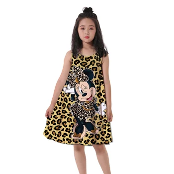 Хубава рокля Disney с Мини Маус, Леопардовый принт, Рокля за момичета от 2 до 16 години, Рокли за Партита в чест на рождения Ден, Детски Блузи За Момичета, Дрехи За Малките Момичета
