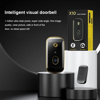 Цифров вратата, шпионка 1080P, интелигентен звънец с Wi-Fi HD камера за нощно виждане, устройство за промяна на гласа, откриване на движение PIR за домашна сигурност