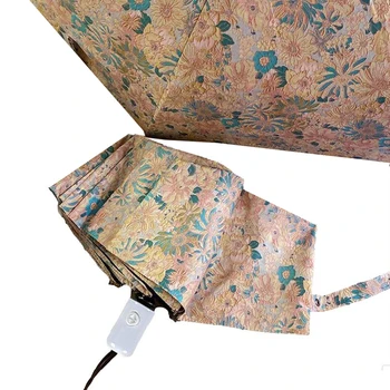 Чадър с цветен с маслени рисувани, дамски автоматичен чадър от слънцето, защита от ултравиолетови лъчи, ръчен чадър, подаръци за пътуване за момичета