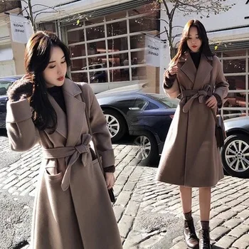 Heydress 2019, есенно-зимно дамско палто с колан, женски ежедневното вълна палто с отложным яка, женски свободни обикновена дебели сака, якета