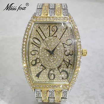 Нова марка Горещи златни часовници мъжки луксозни водоустойчив часовник Iced Out с муассанитом AAA Часовници подарък за мъже Reloj Hombre